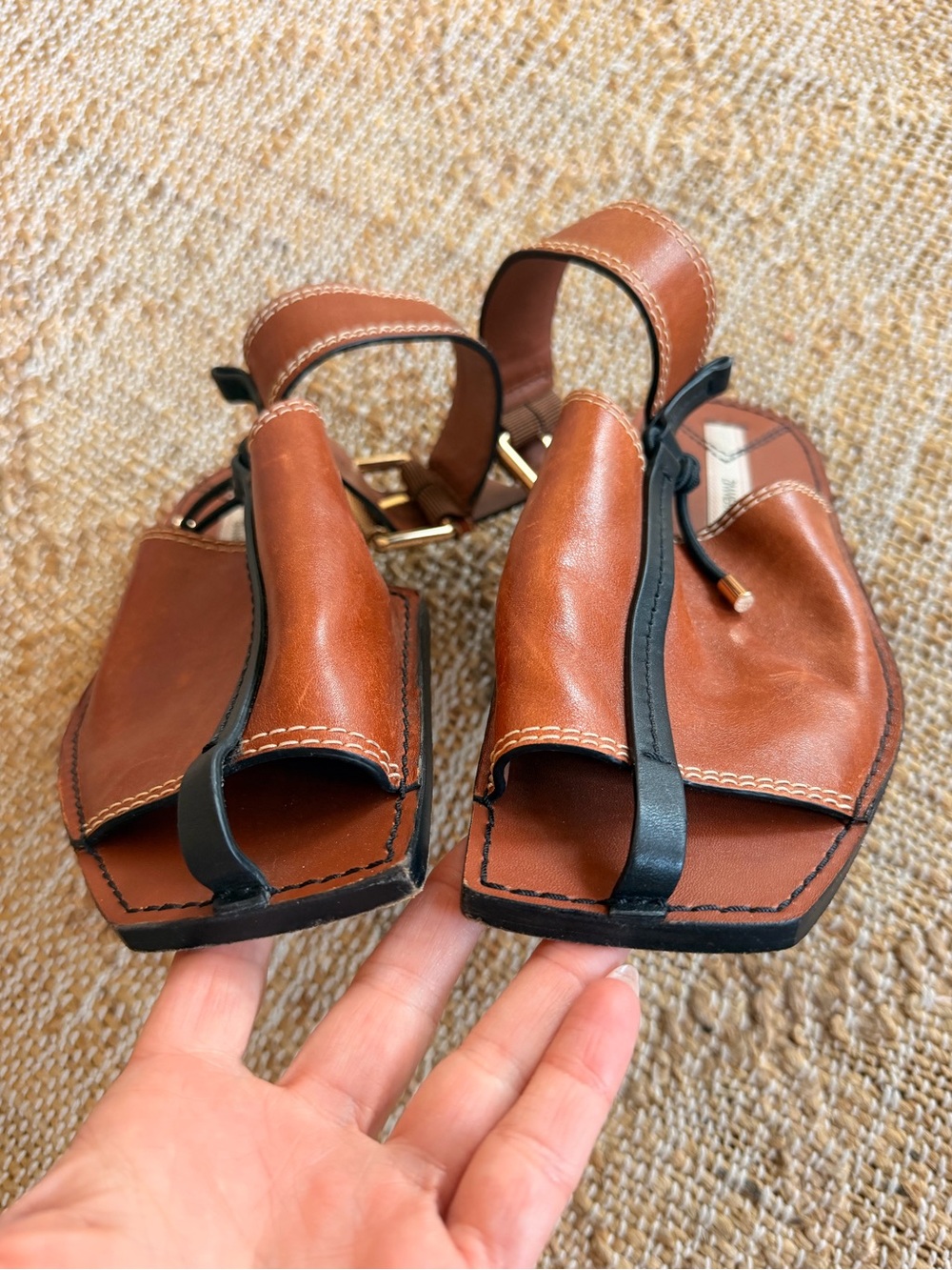 Zimmermann Square Toe Mule Ankle Strap Leather Sandal 38 - Picture 10 of 15